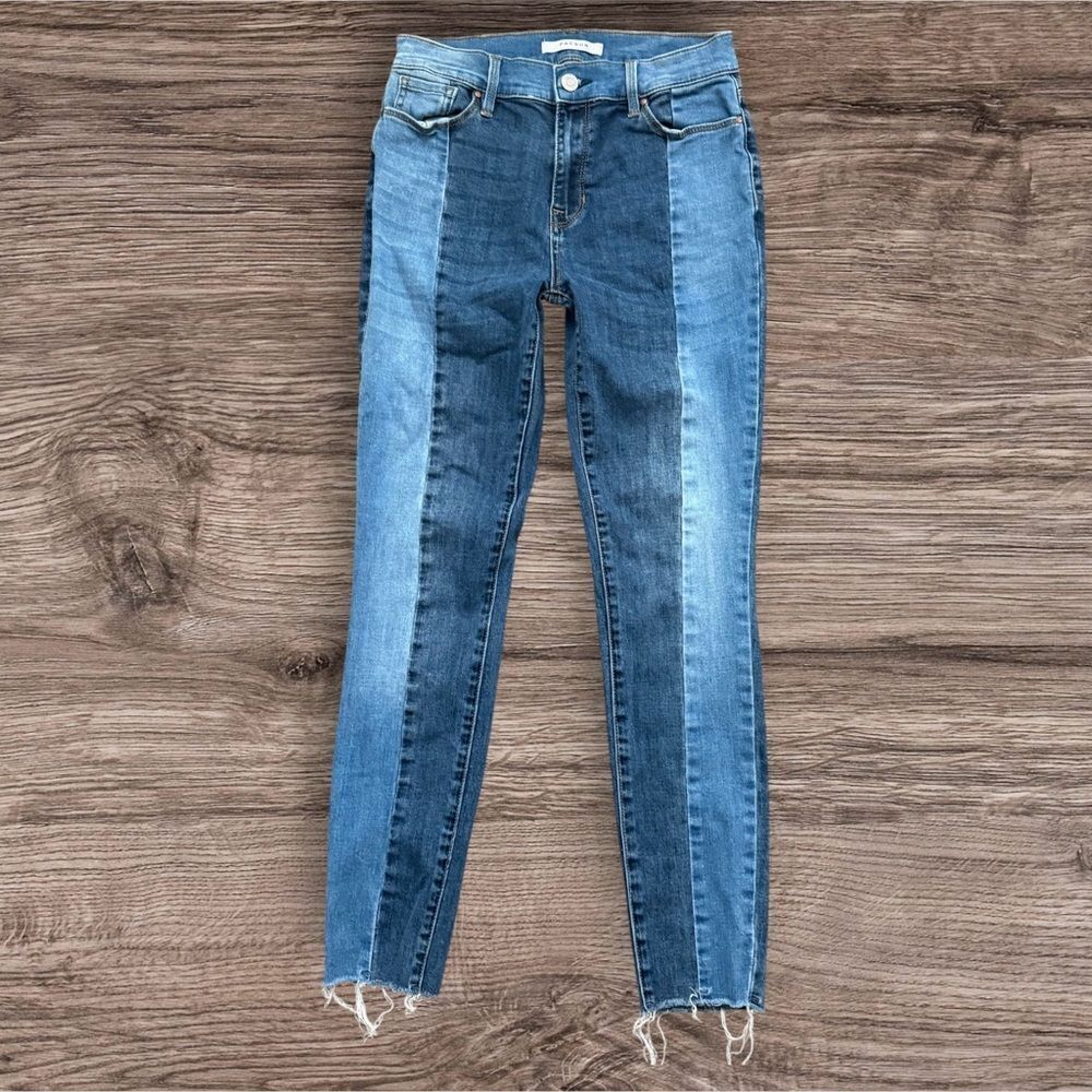PacSun High Rise Jegging Two-Tone Blue Skinny Jeans Distressed Hem Size 25